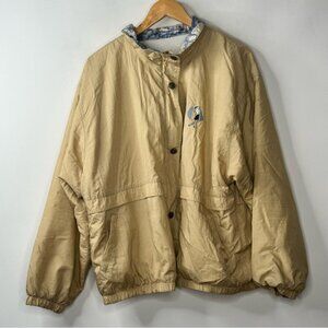 VTG Sequence Gold Fleece Zip Up Button Up Jacket Coat